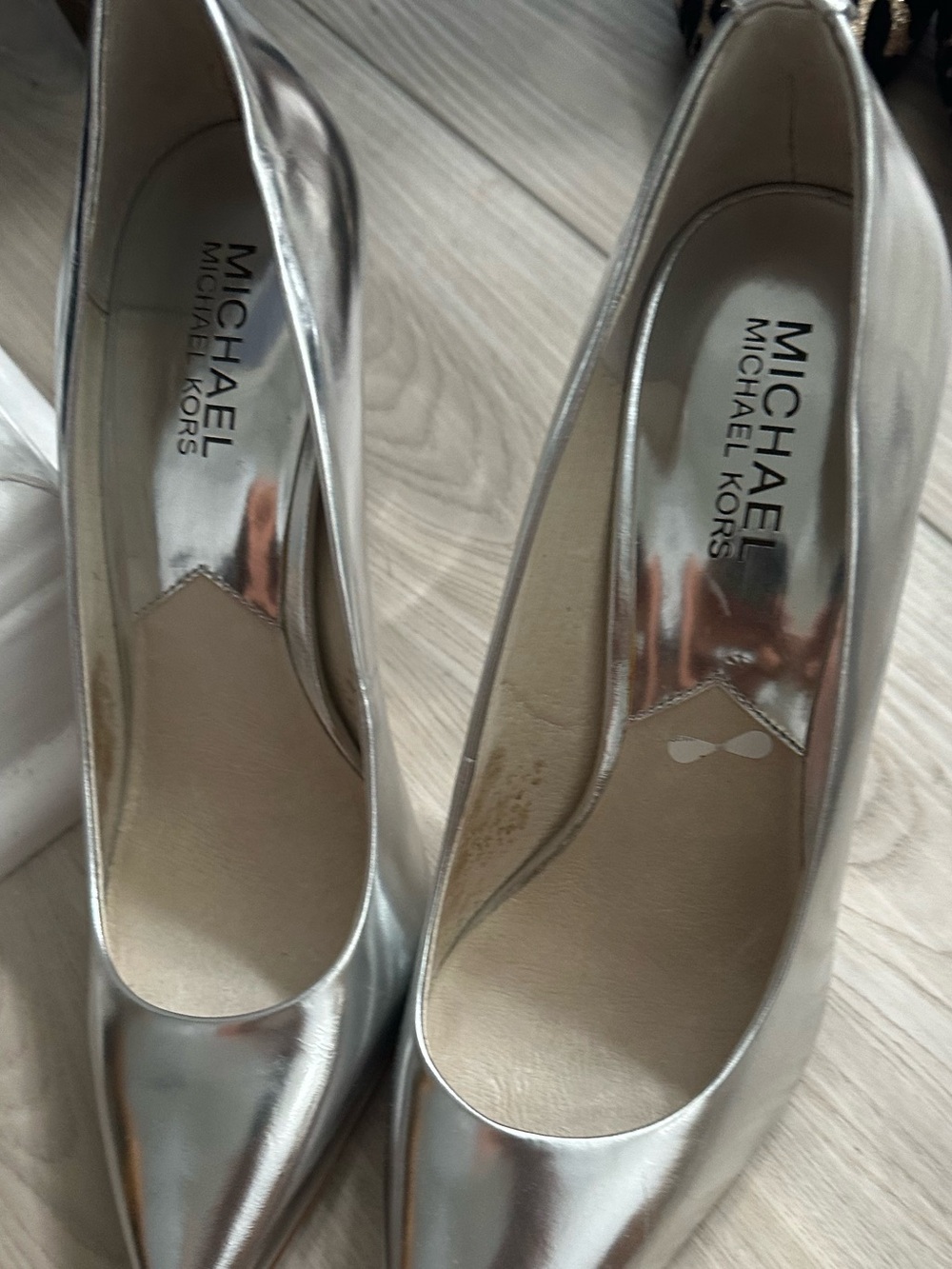 Michael Kors Metallic Silver Pointed-Toe Pumps - Picture 3 of 3